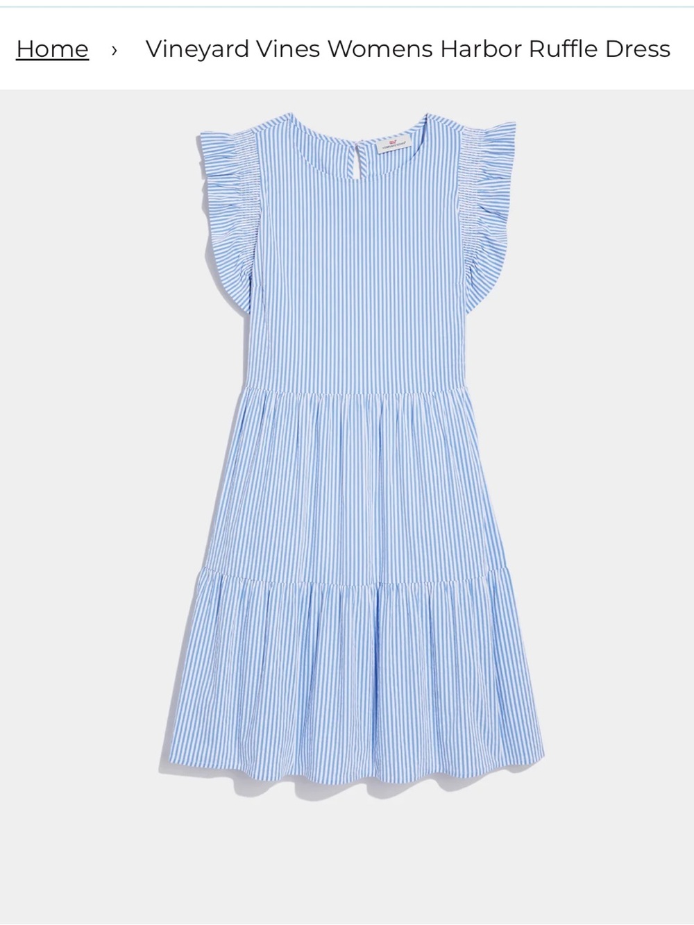 Vineyard Vines harbor seersucker Light Blue & White Striped Ruffle Sleeve Dress